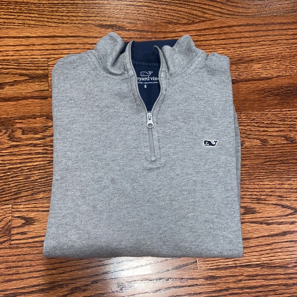 VINEYARD VINES Grey Quarter Zip Sweatshirt